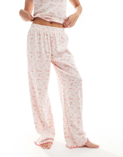 Mix & Match Ditsy Bow Print Pointelle Trouser