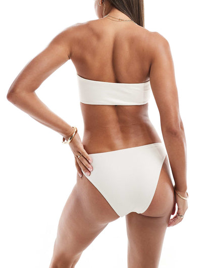 Bandeau Swimsuit With Cutout And Corsage Detail