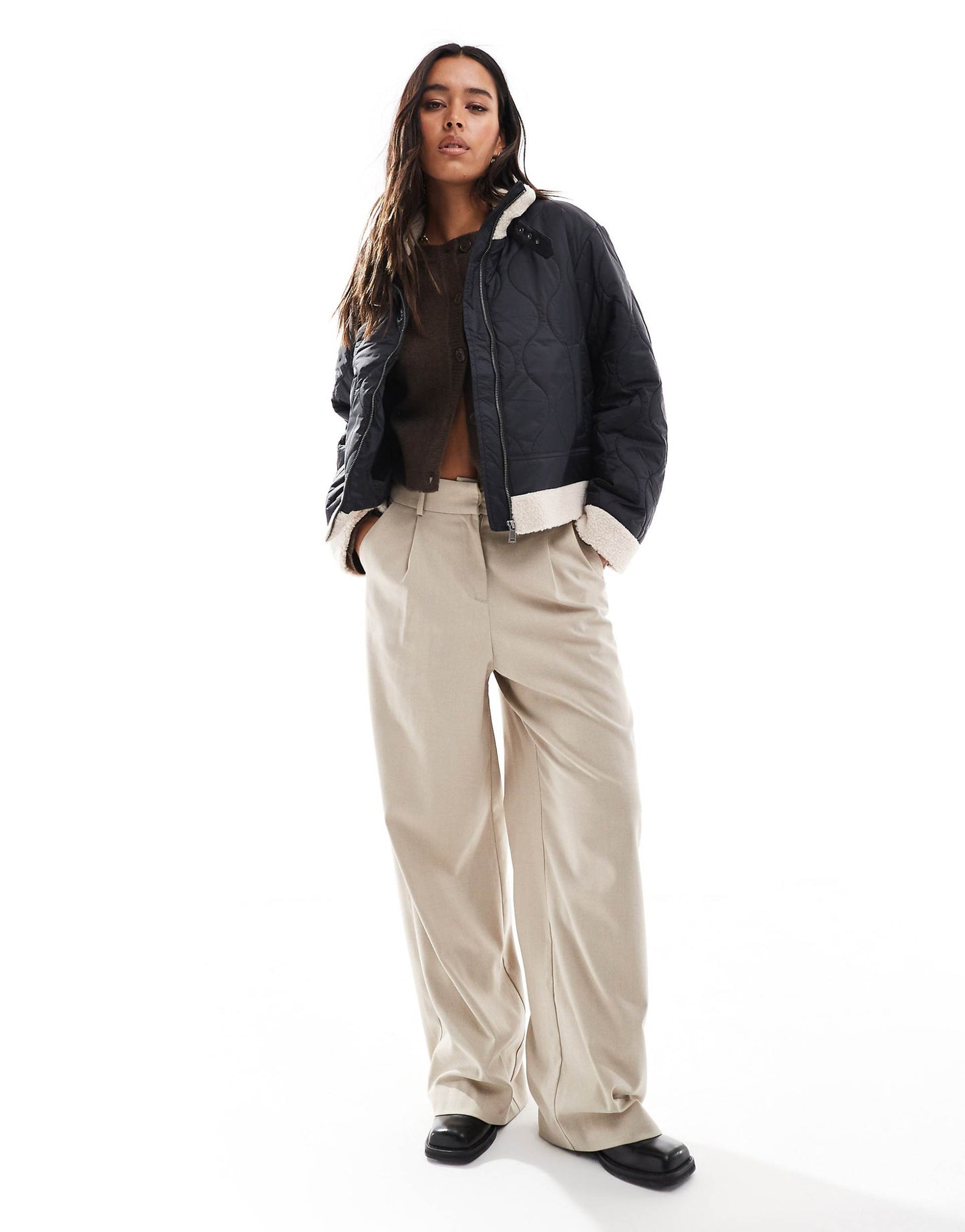 Fleece Trim Onion Quilted Coat