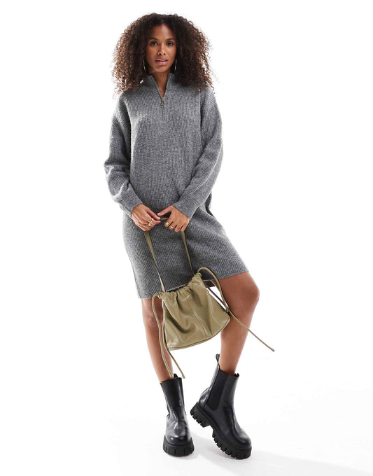 Half Zip Midi Jumper Dress