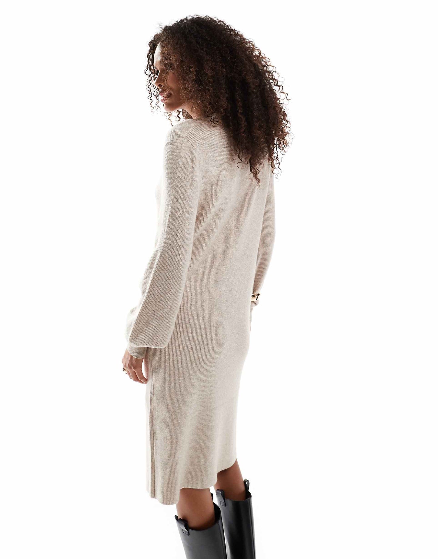 V-Neck Knitted Midi Dress