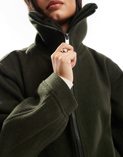 Knit Collar Short Coat