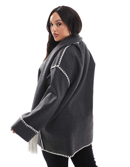 Curve Scallop Edge Scarf Coat