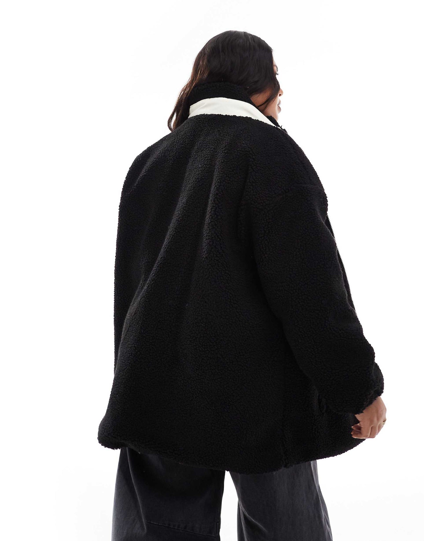 Curve Oversized Funnel Neck Teddy Fleece Jacket