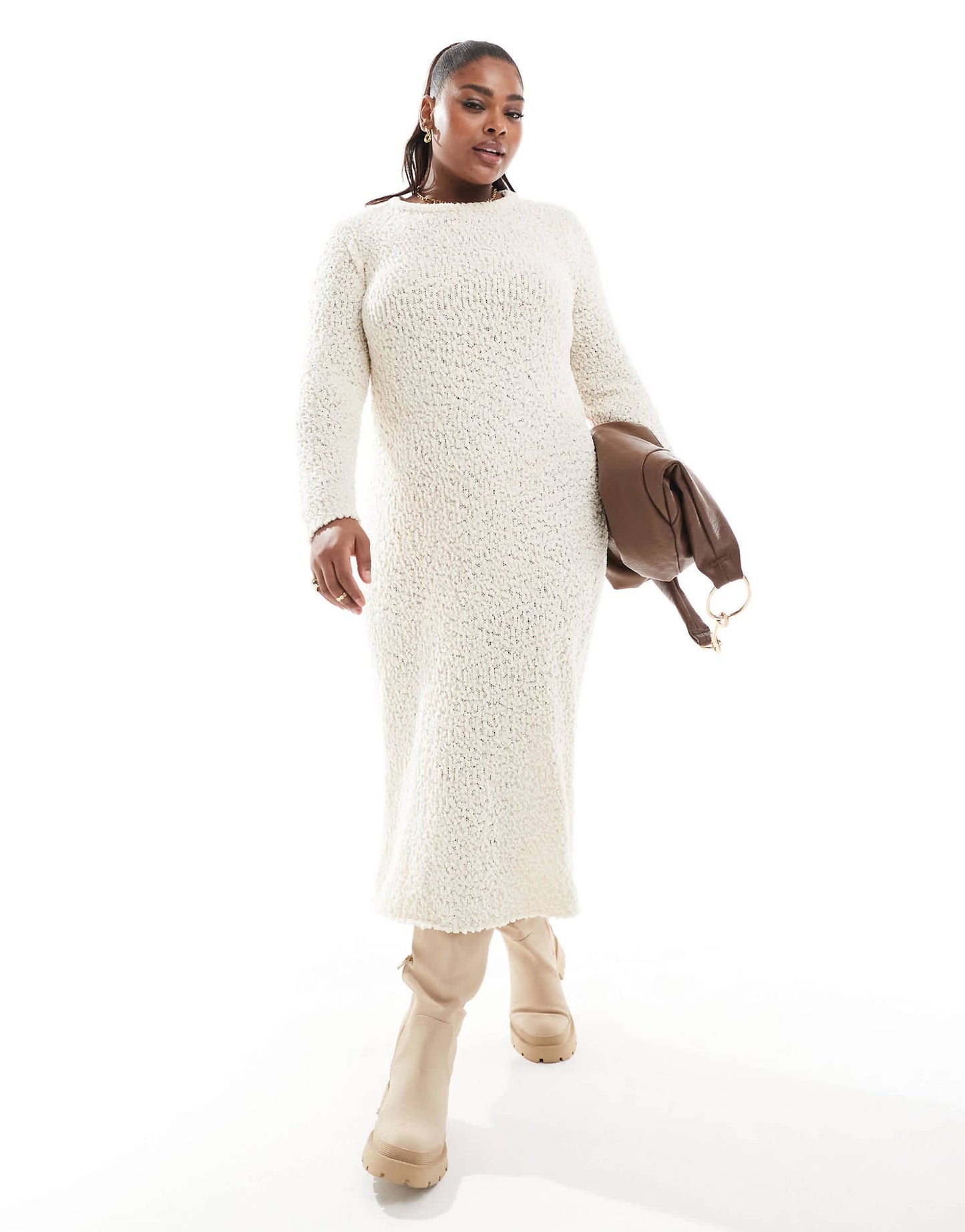 Curve Textured Midaxi Knitted Dress