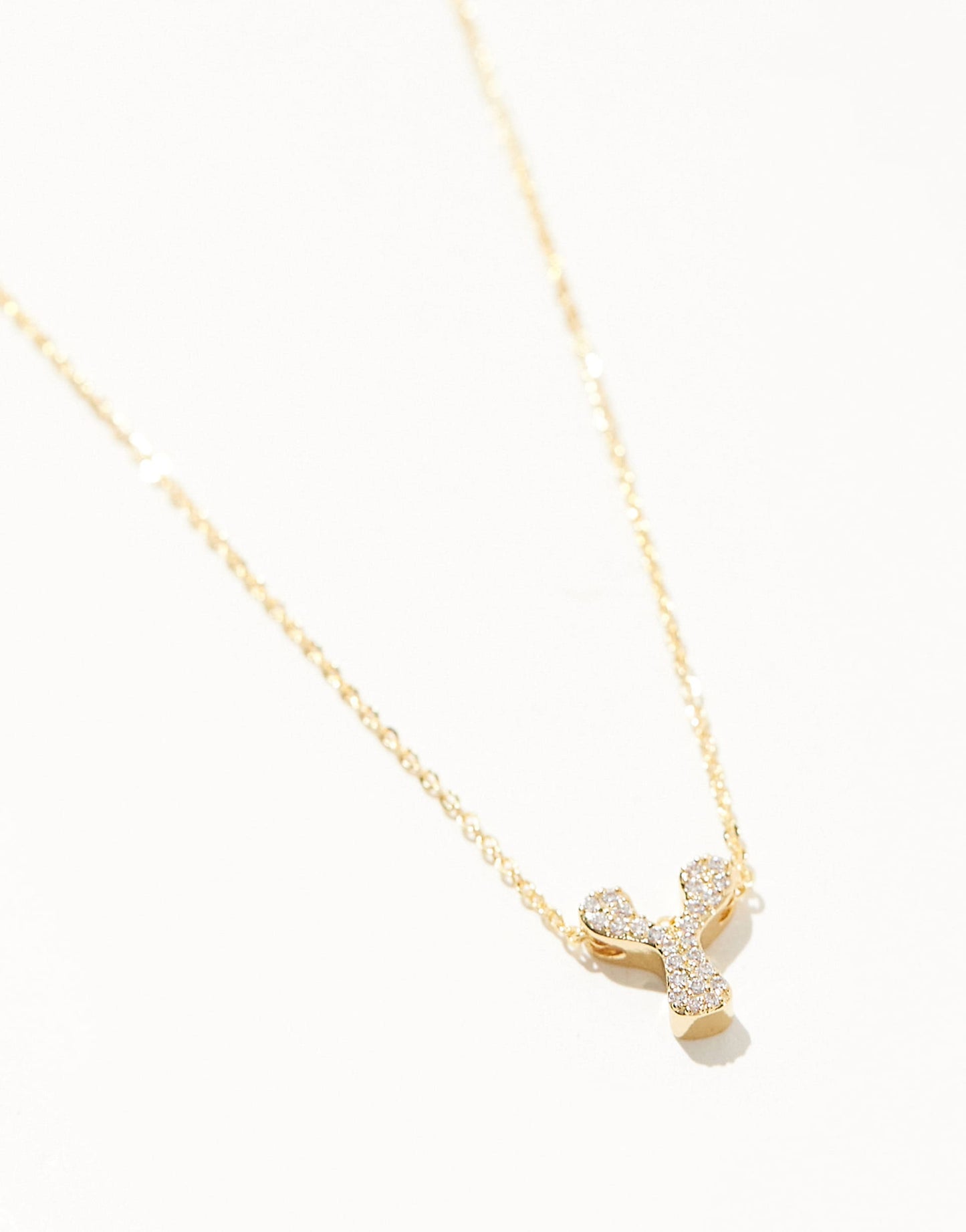 Bubble Letter Necklace Letter 'Y' Gold