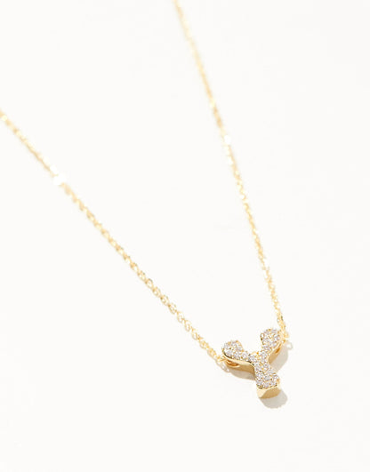 Bubble Letter Necklace Letter 'Y' Gold