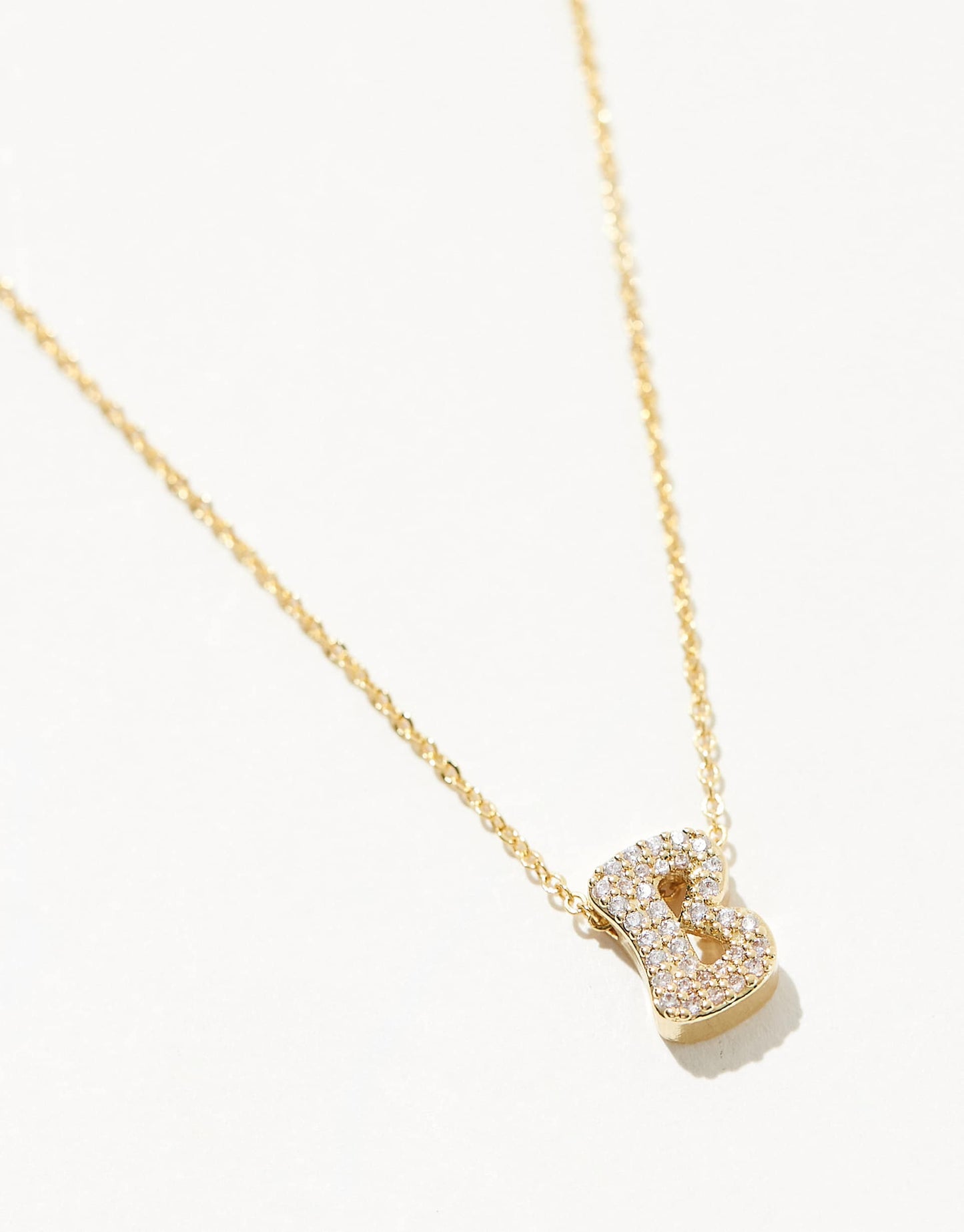 Bubble Letter Necklace Letter 'B' Gold