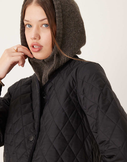 Women'S Round Collar Quilt Jacket