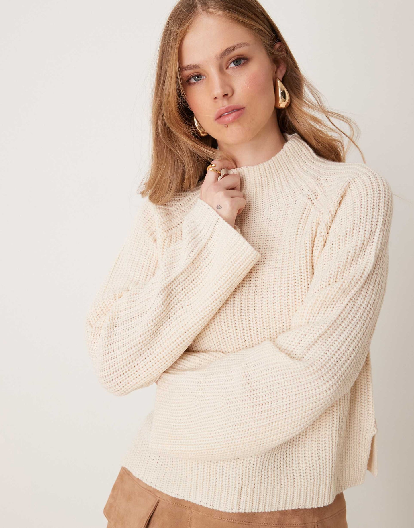 High Neck Jumper With Side Slit