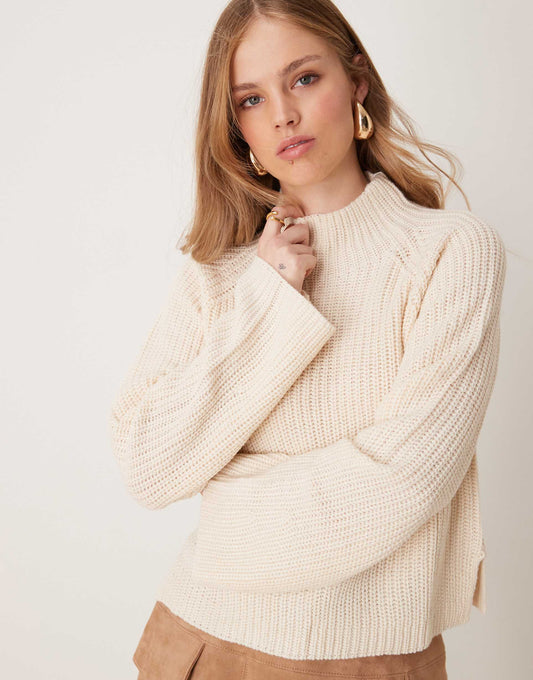 High Neck Jumper With Side Slit