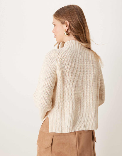 High Neck Jumper With Side Slit