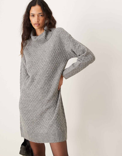 Roll Neck Knitted Mini Dress