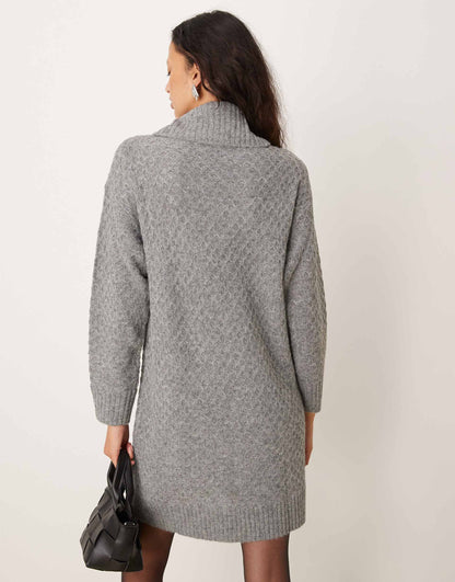 Roll Neck Knitted Mini Dress