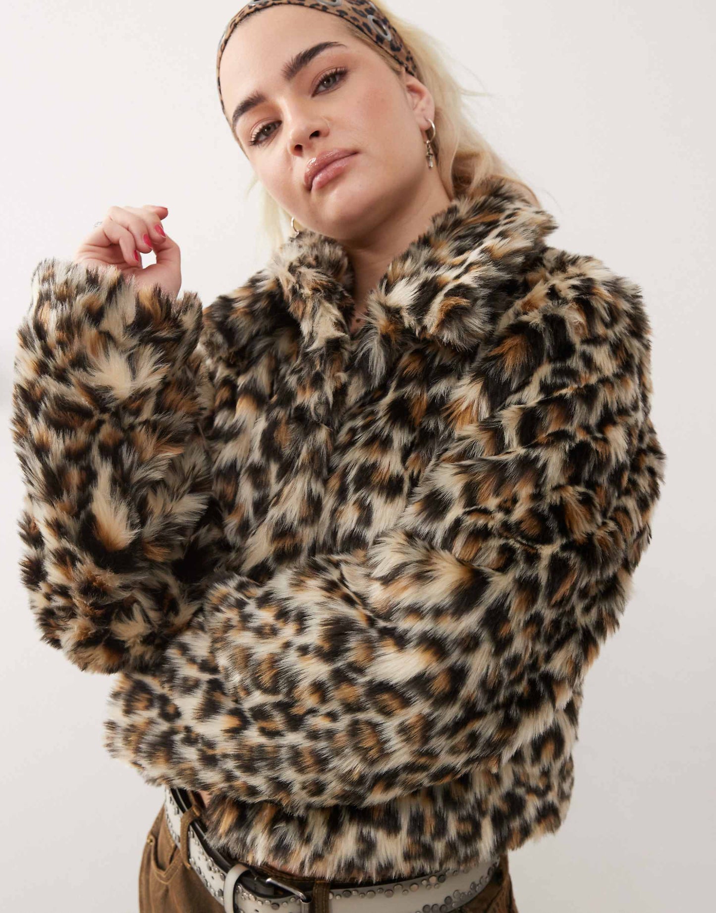 Leopard Print Faux Fur Trucker Jacket