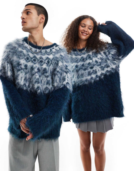 Unisex Brushed Oversized Fairisle Jumper