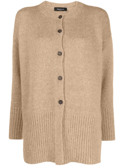 Sequin-Embellished Knitted Cardigan
