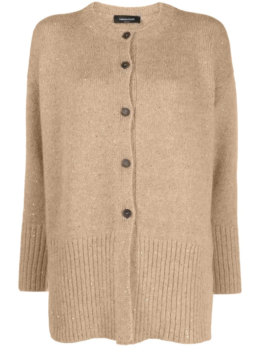 Sequin-Embellished Knitted Cardigan