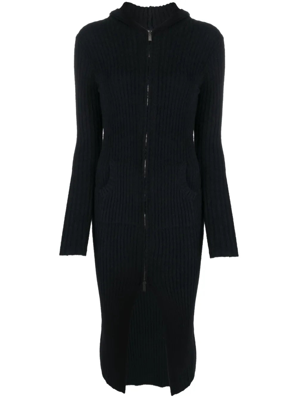 Zip-Up Ribbed Midi Dress