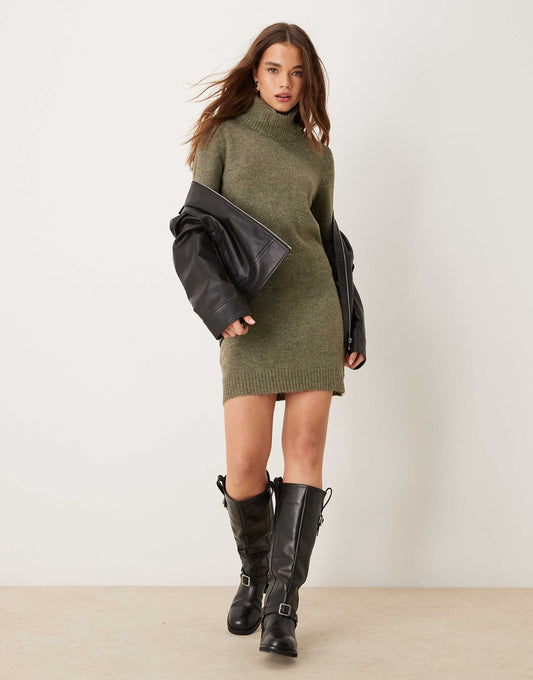 Roll Neck Knitted Dress