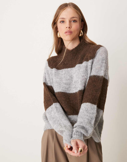 High Neck Stripe Jumper