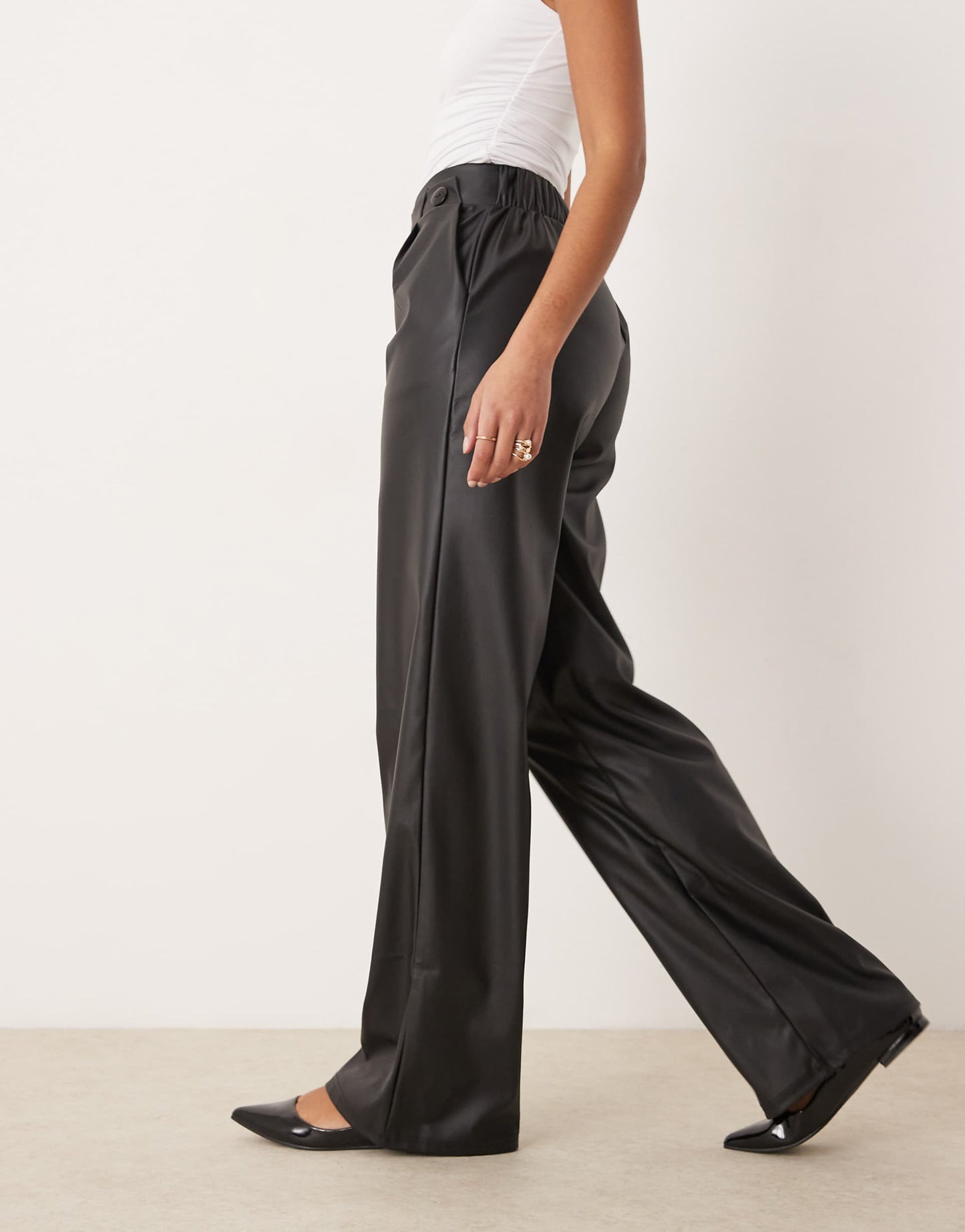 Tall High Waisted Wide Leg Faux Leather Trousers