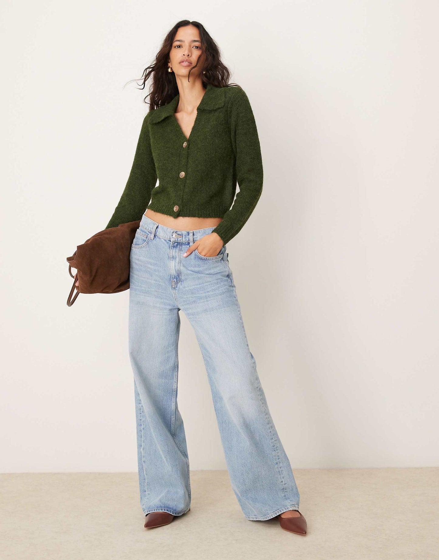 Knitted Polo Neck Cardigan