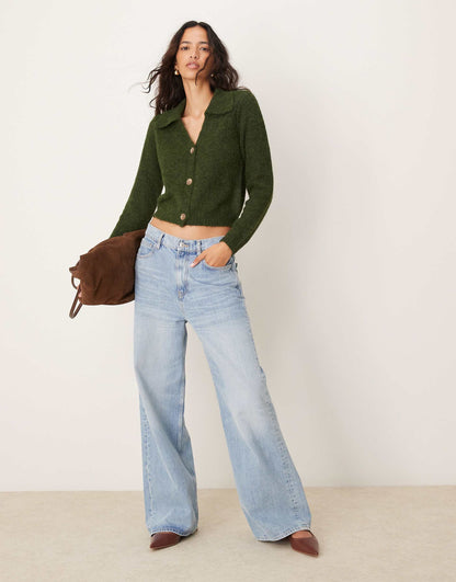 Knitted Polo Neck Cardigan