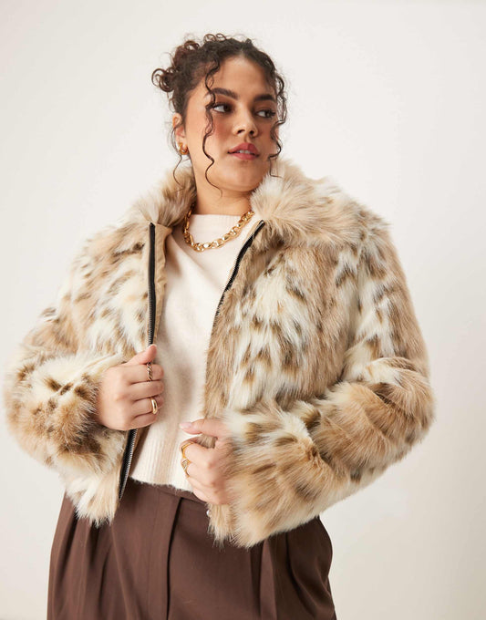 Curve Faux Fur Bomber Jacket
