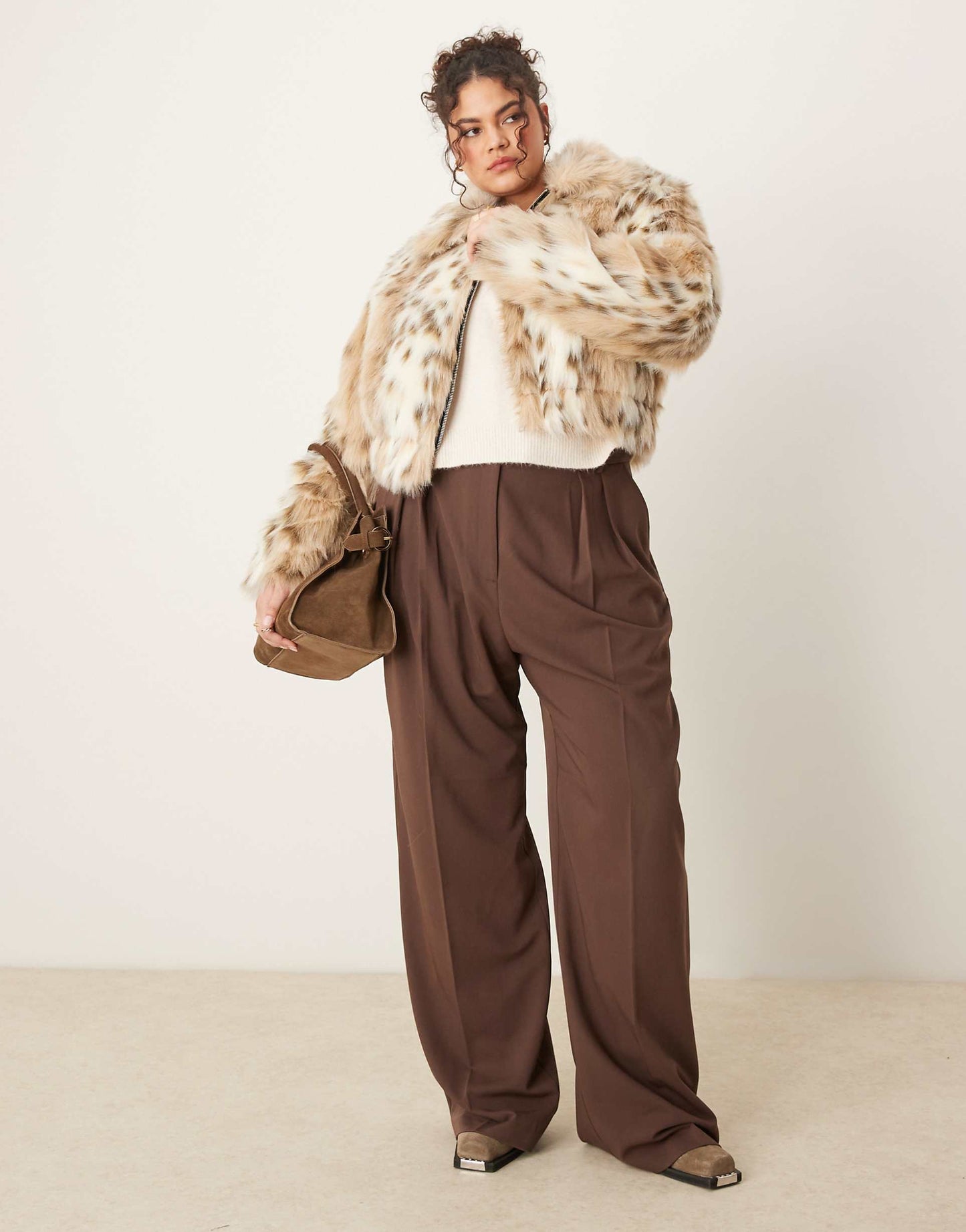 Curve Faux Fur Bomber Jacket