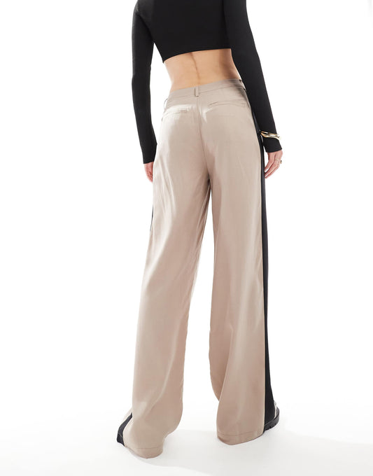 Tall Pleat Detail Contrast Panel Trouser