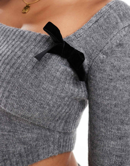 Exclusive Asymmetric Bow Detail Jumper Co-Ord