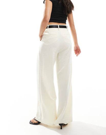 Tailored Super Wide Leg Belted Trousers