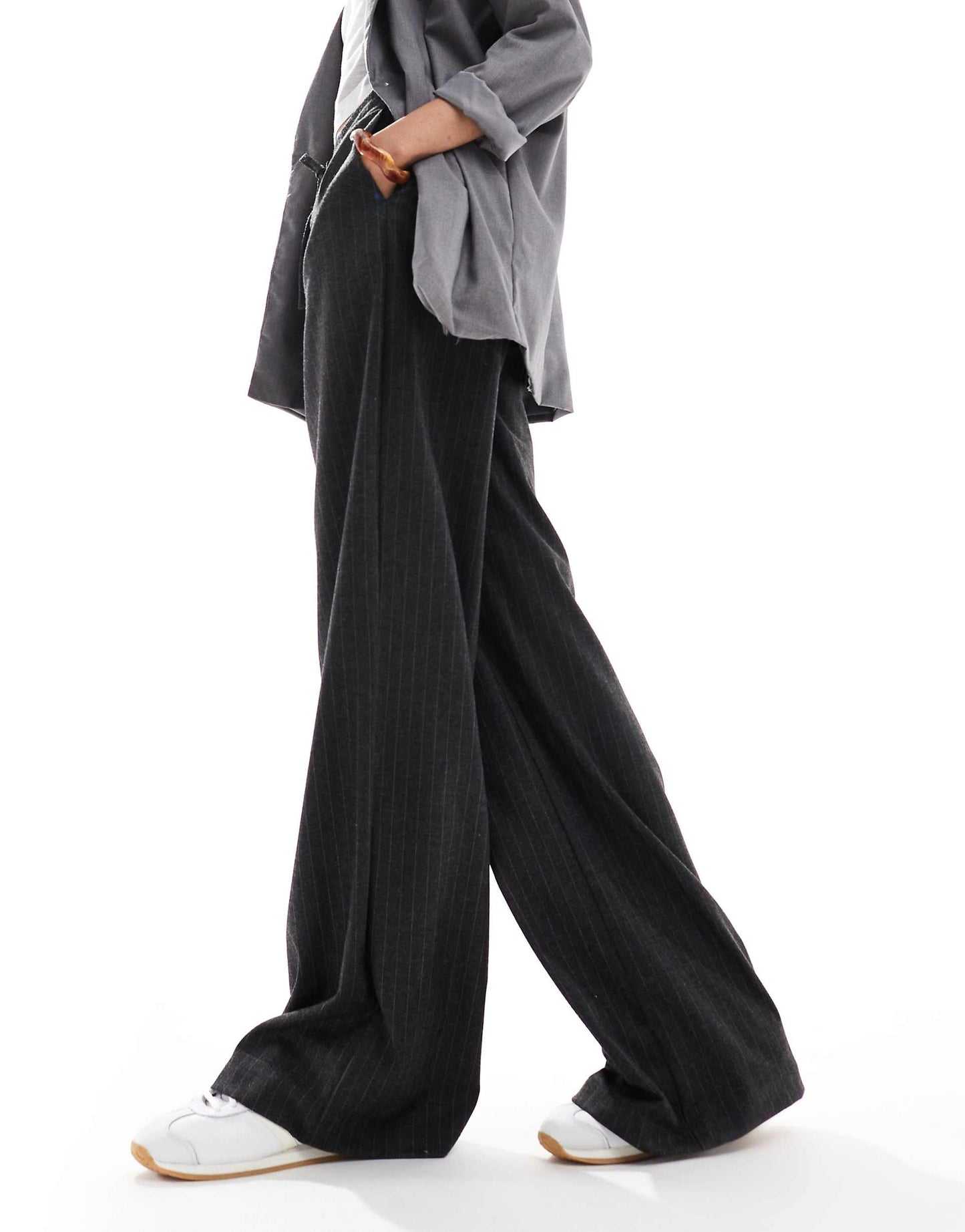 Tall Tailored Tie Waist Wide Leg Trousers With Pleat Detail