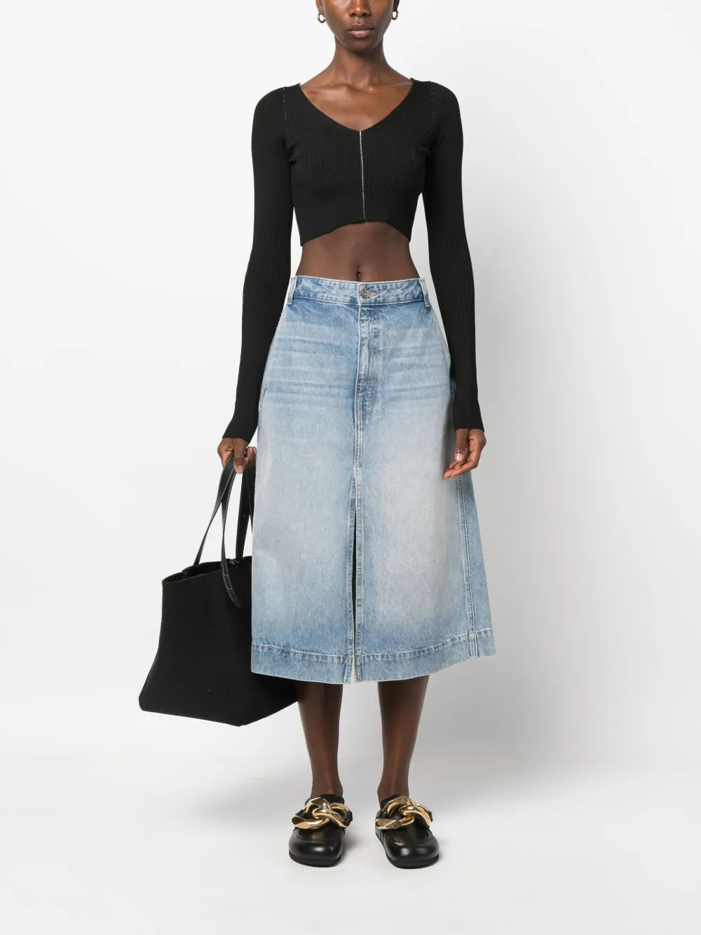 V-Neck Ribbed-Knit Crop Top