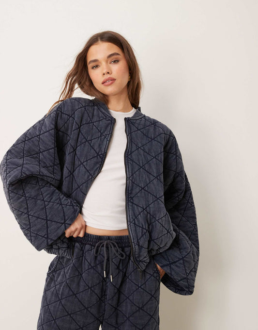Jersey Quilted Zip Through Jacket Co-Ord