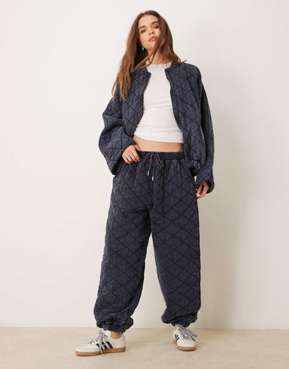 Jersey Quilted Zip Through Jacket Co-Ord