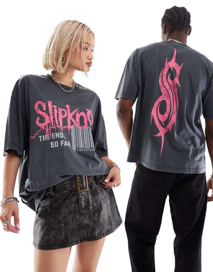 Unisex Oversized License Band T-Shirt With Slipknot Prints