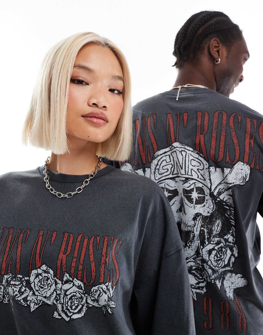 Unisex Oversized License T-Shirt With Guns N Roses Tour Prints