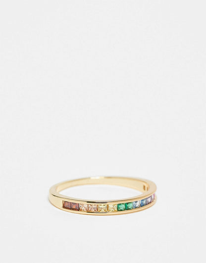 Curve 18K Plated Rainbow Stacking Ring