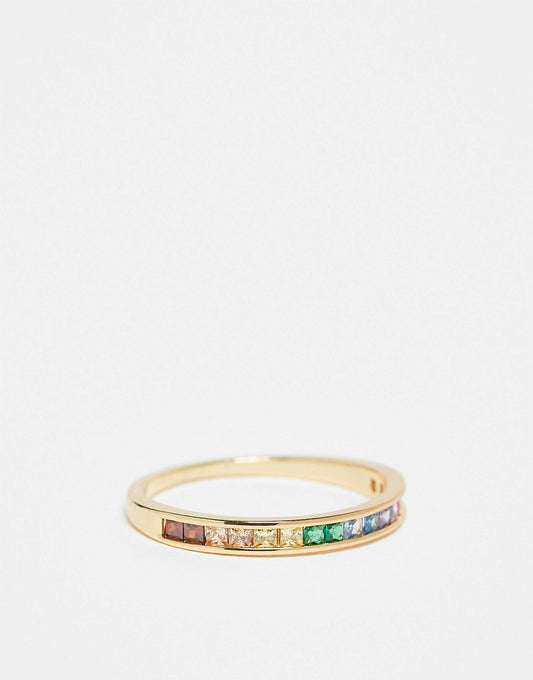 Curve 18K Plated Rainbow Stacking Ring