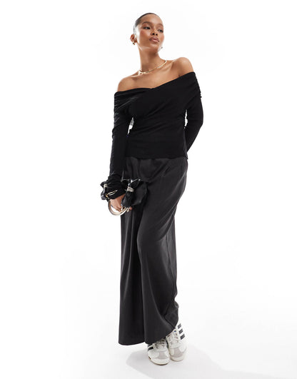Off The Shoulder Wrap Long Sleeved Top