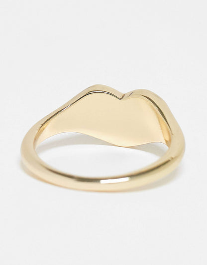 Curve 18K Plated Heart Signet Ring