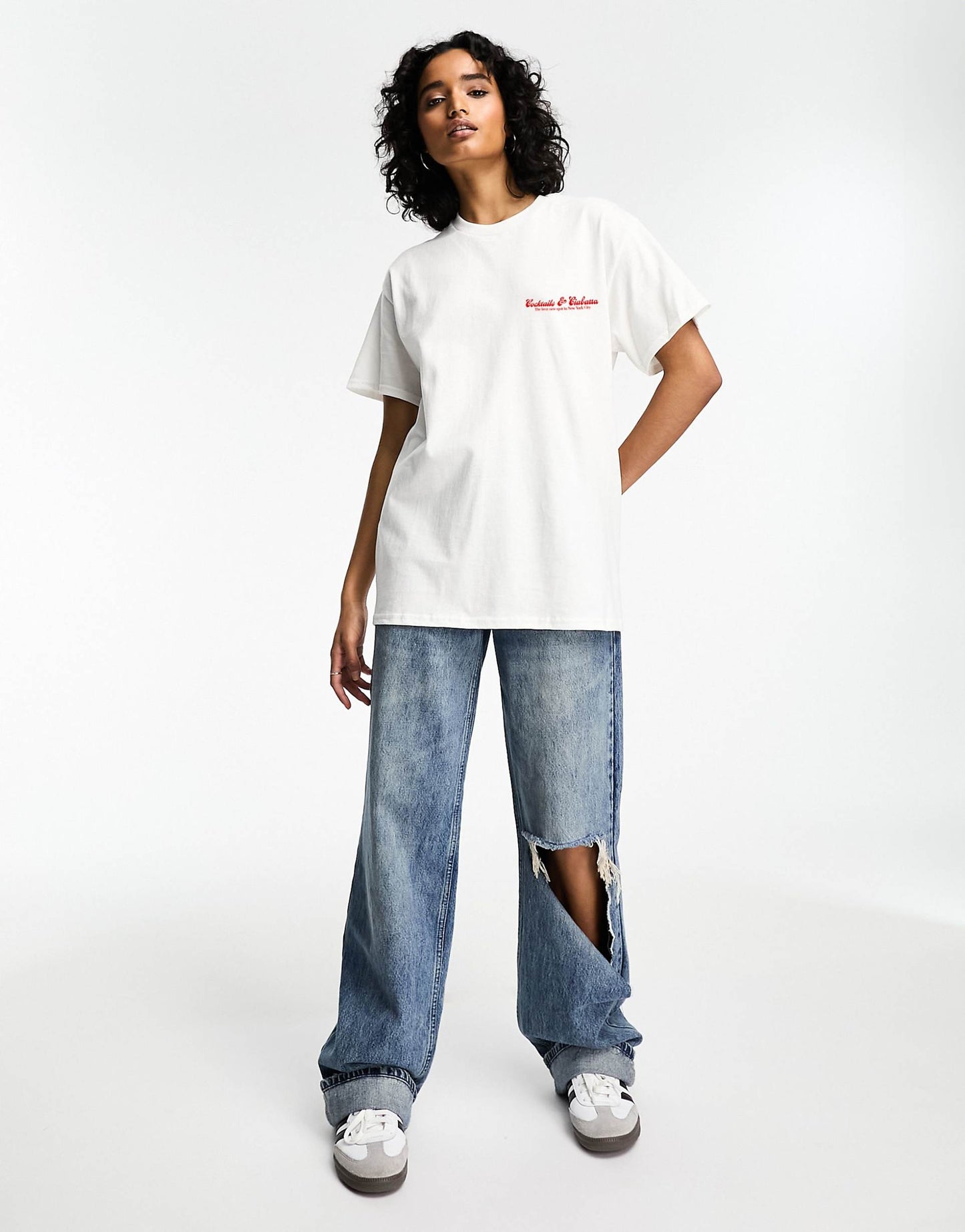 Oversized T-Shirt With Cocktails And Ciabatta Graphic
