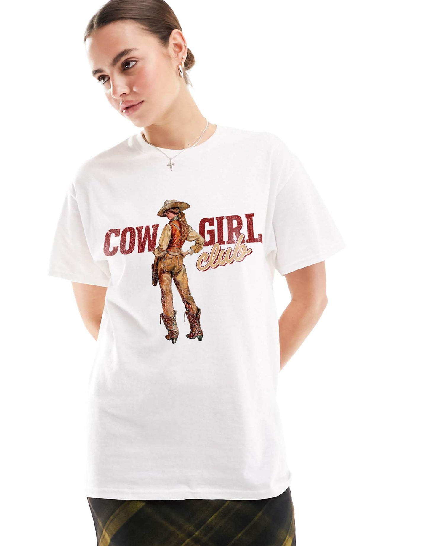 Oversized T-Shirt With Cowgirl Club Graphic