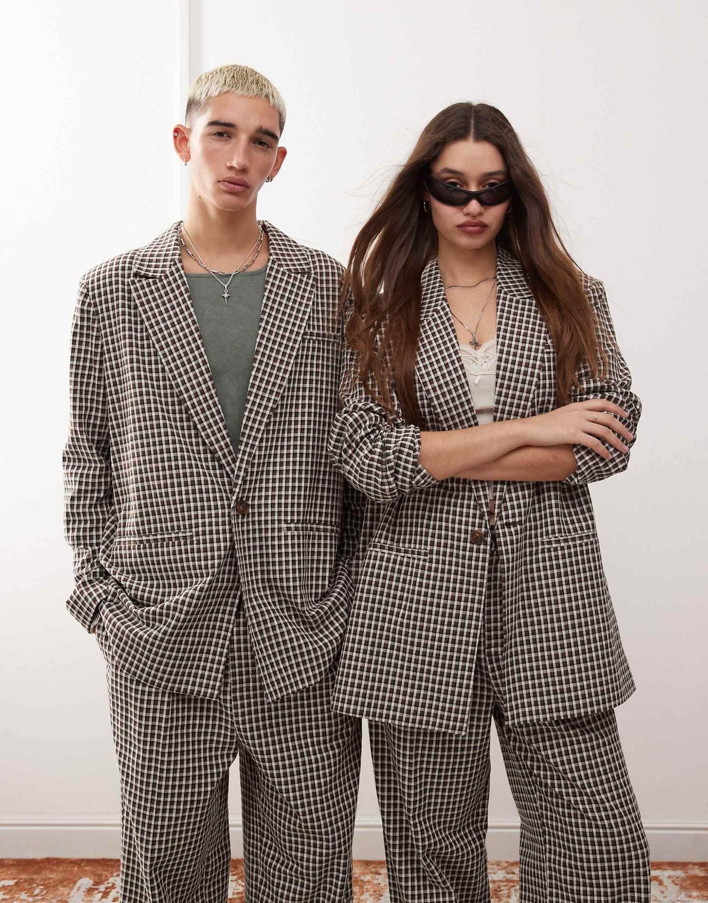 Unisex Oversized Check Blazer