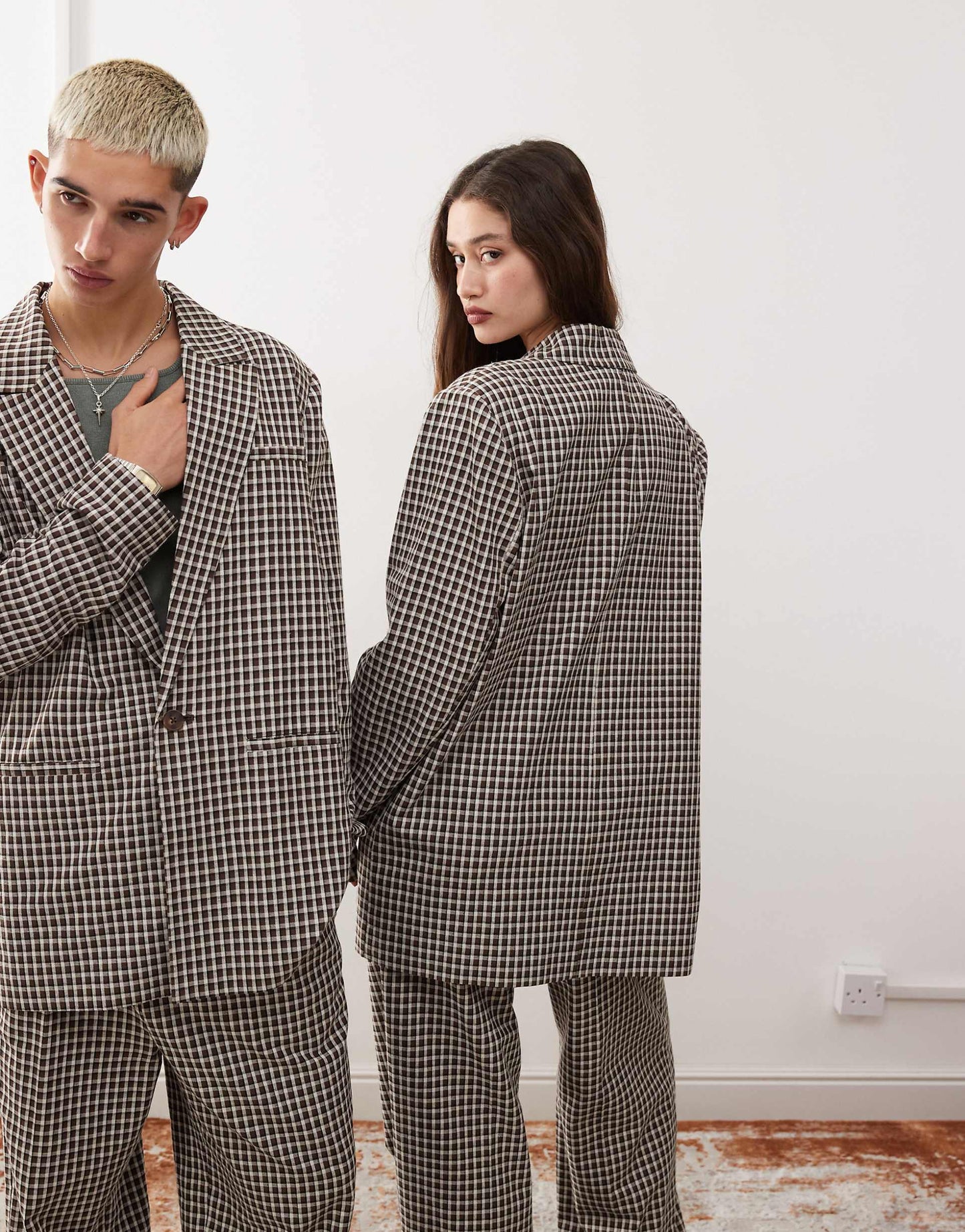 Unisex Oversized Check Blazer