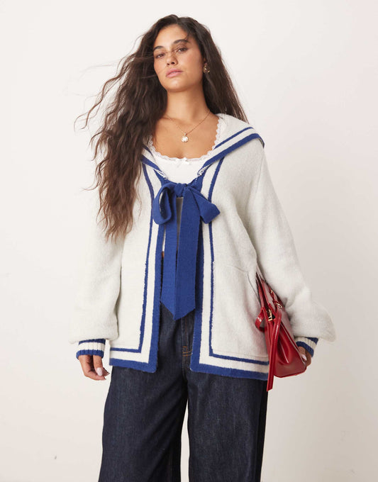 Oversized Collar Sailor Cardigan