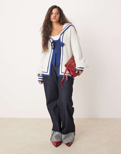 Oversized Collar Sailor Cardigan