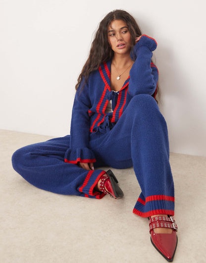 Sailor Collar Tie-Front Cardigan Co-Ord